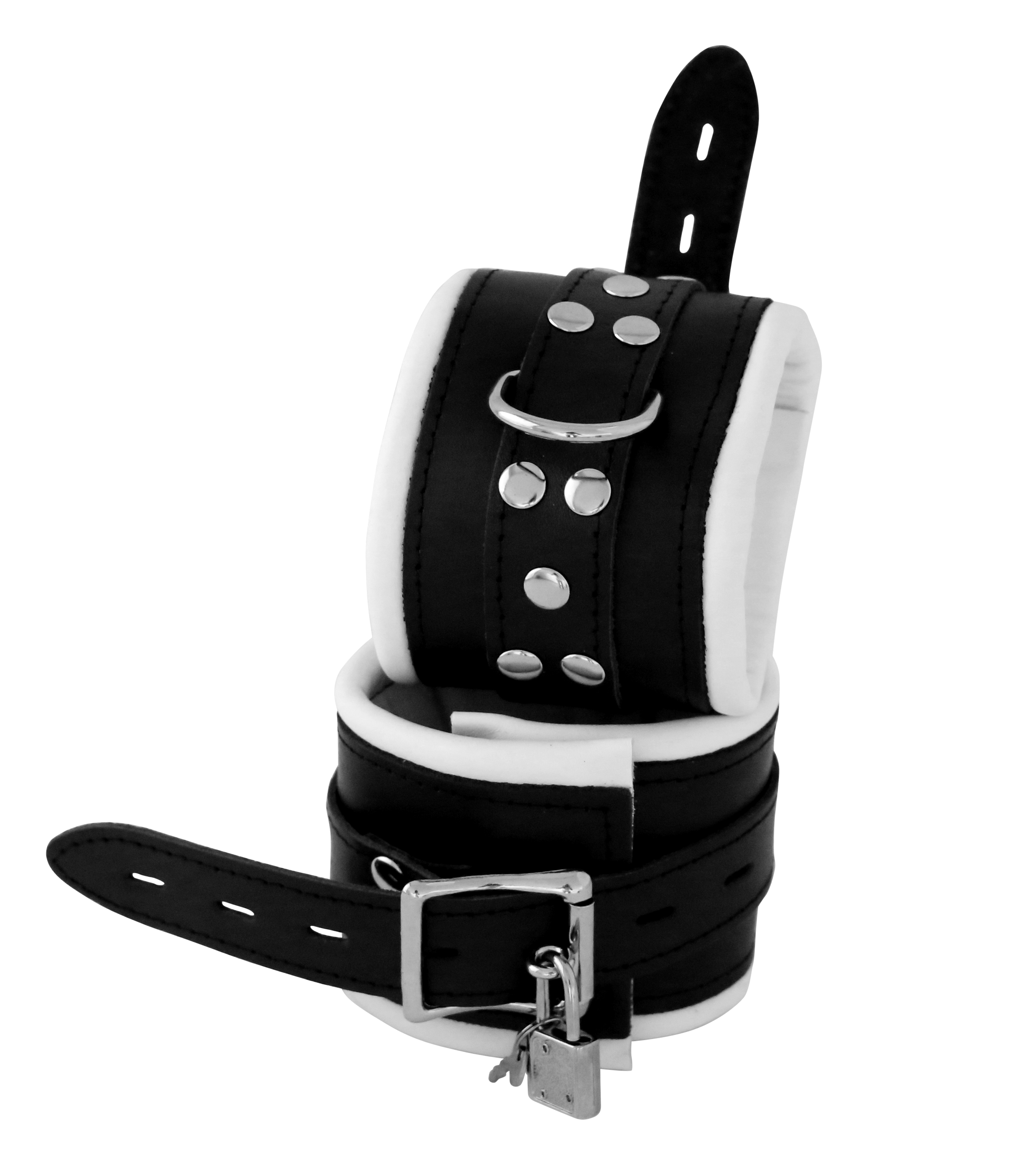 Leder Fußfessel Weiß abschließbar