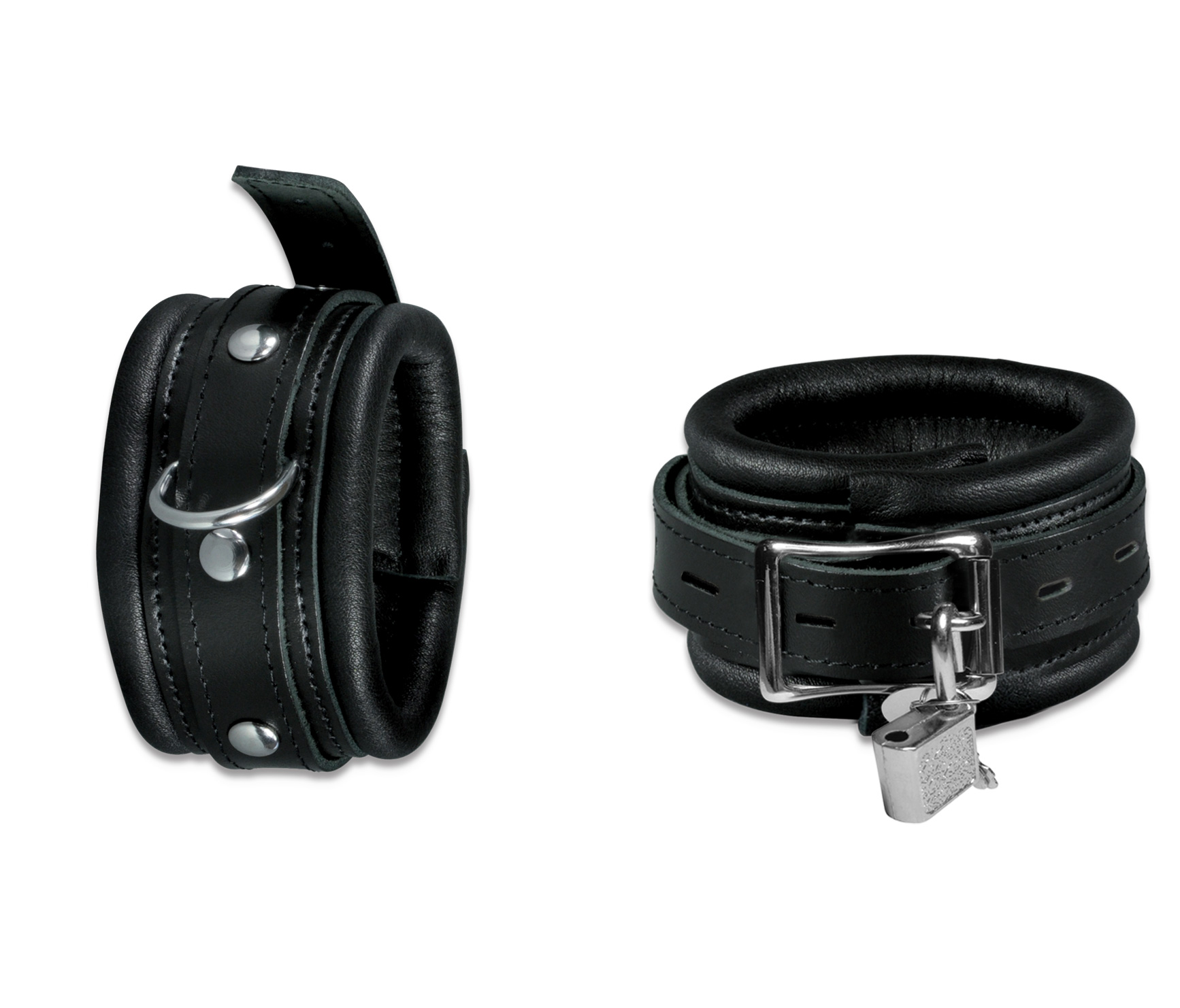 High Quality - Fussfesseln schmal schwarz abschließbar