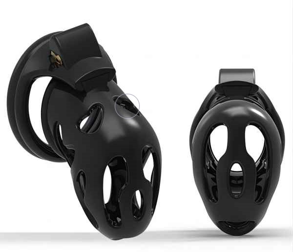 Keuschheitskäfig in schwarz, abschliessbar und vier Ringe!